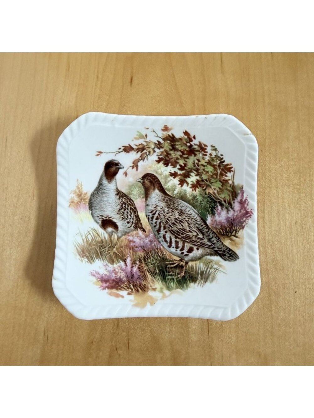 Royal Adderley Bone China Game Birds Trinket Dish Tea Bag Coaster Vanity Floral